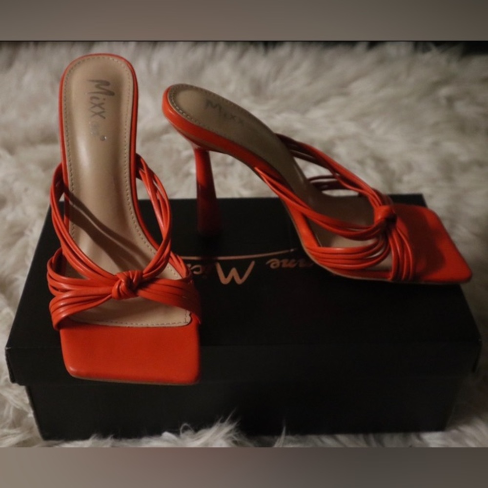 ORANGE OPEN TOE HEELS